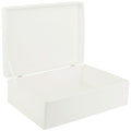 Creative Deco XL White Wooden Box Storage with Hinged Lid | 15.8x11.8x5.5in (+-0.5) | Gift Box for Tool Dog Toy Shoes Clothes Ki
