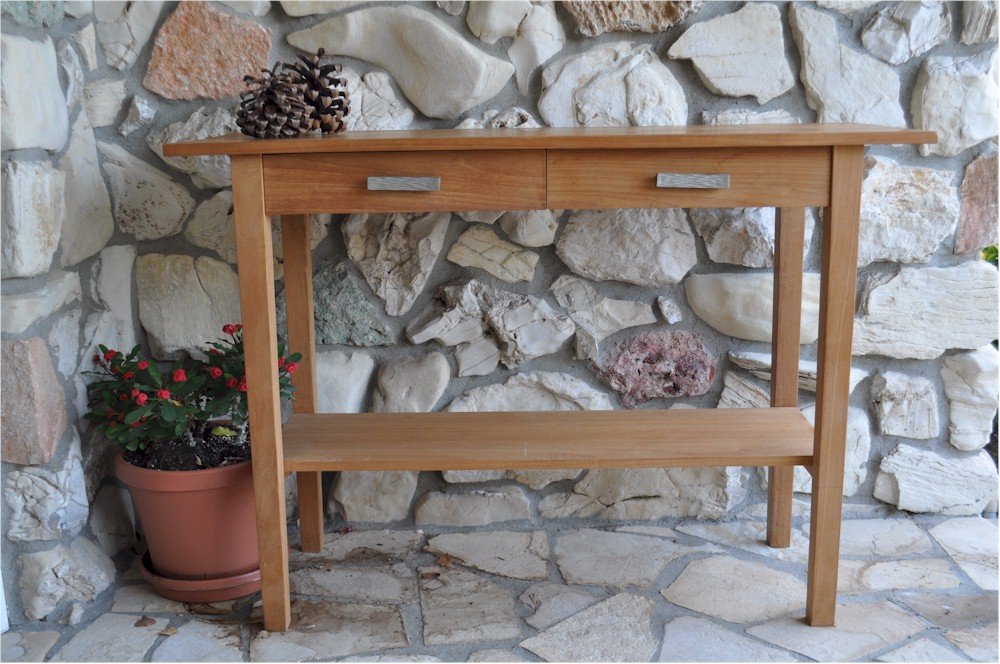 Anderson Teak Rectangular Serving Table with Two Drawers and One Shelf
