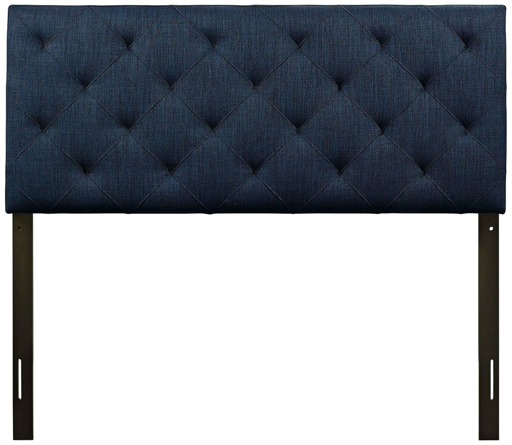 Modway Theodore Tufted Diamond Pattern Fabric Upholstered Full Headboard in Navy