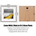 12X12 Picture Frames Wood Rustic Distressed White Display Pictures 10X10 Or 8X8 With Mat Or 12X12 Without Mat - 12X12 Inch Squar