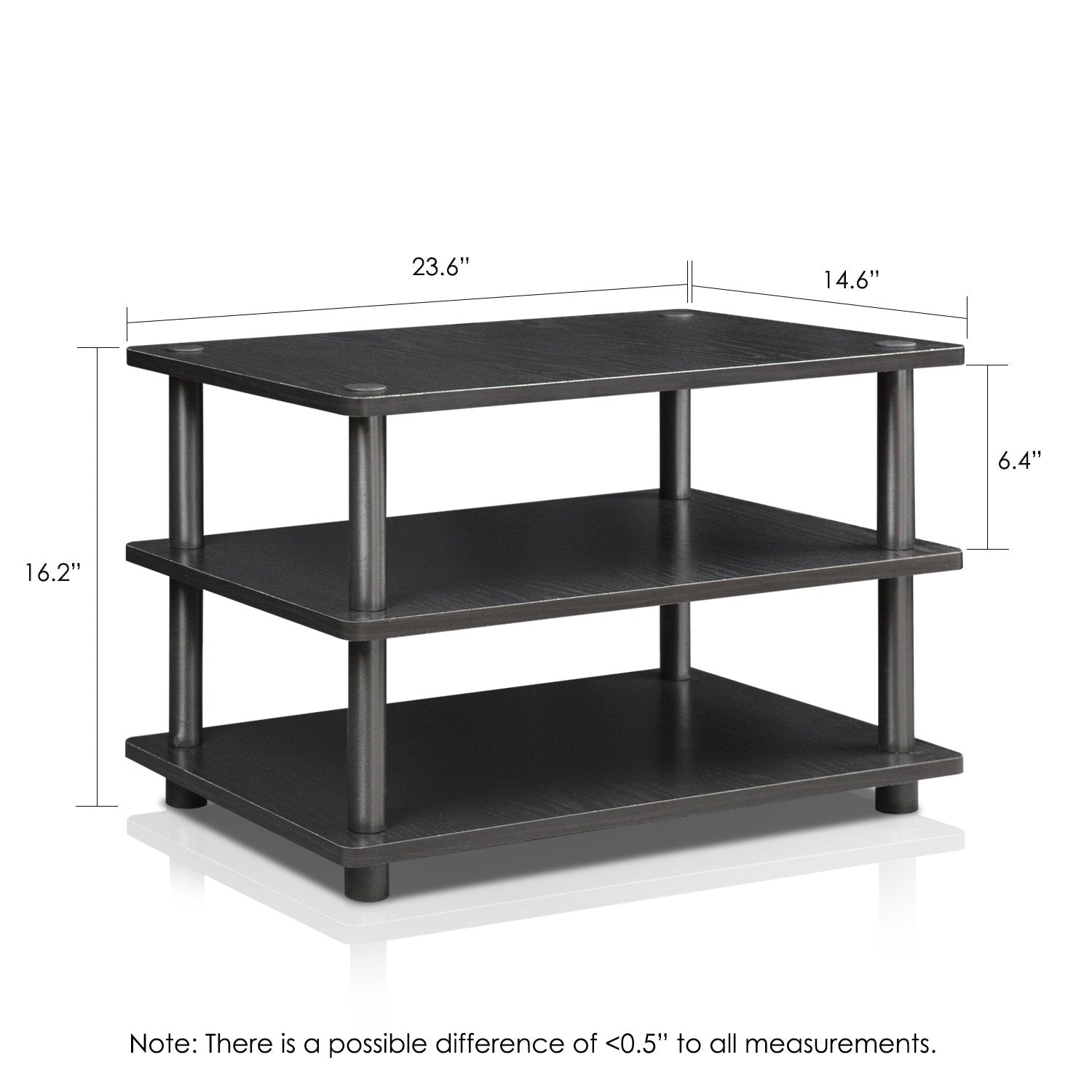 Furinno Turn-N-Tube Easy Assembly 3-Tier Corner Tv Stand, Blackwood/Black