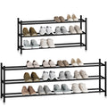 STORAGE MANIAC Long Expandable Shoe Rack, 6 Pairs Metal Wide Stackable Shoe Rack, Adjustable Shoes Shelf, Freestanding Shoes Org