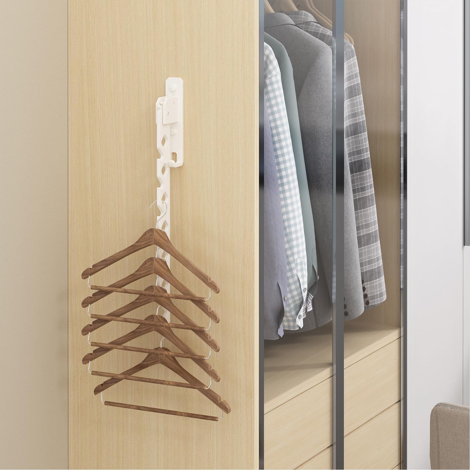 Dancrul White Clothes Hanger Rack Wall Mounted Drying Rack Coat Hook Laundry Room Accessories Closet Organizer