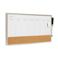 U Brands Magnetic Dry Erase Weekly Calendar Board With Cork Strip, 18'X7.5', Silver Aluminum Frame, Includes Magnet, Marker