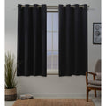 Exclusive Home Sateen Twill Woven Room Darkening Blackout Grommet Top Curtain Panel Pair, 52''x63'', Black