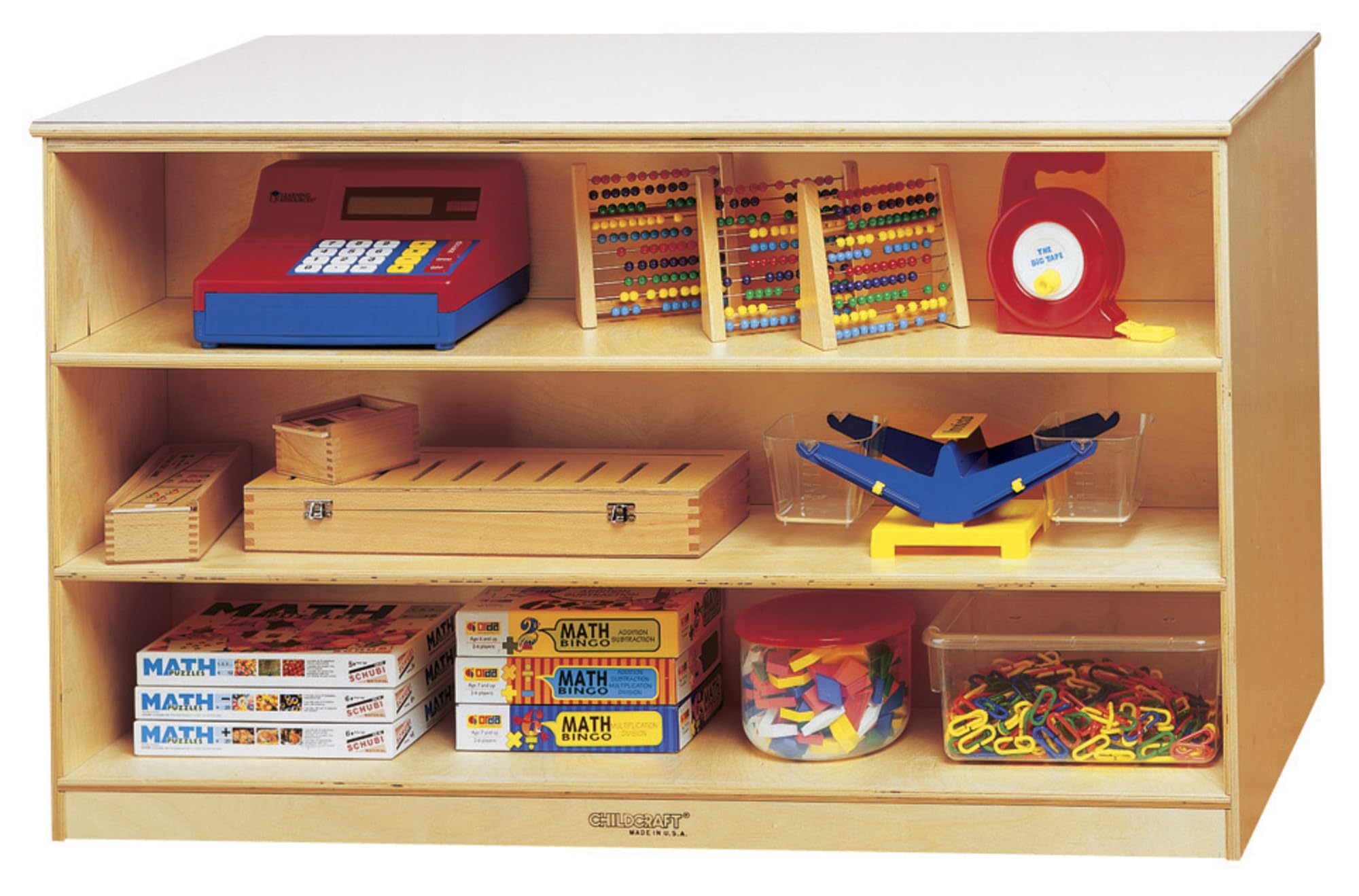 Childcraft Mobile Double-Sided Storage Unit, 12 Translucent Color Trays, 47-3/4 x 23-3/4 x 30 Inches