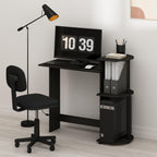 Furinno Compact Computer Desk with Shelves, Round Side, Espresso/Black