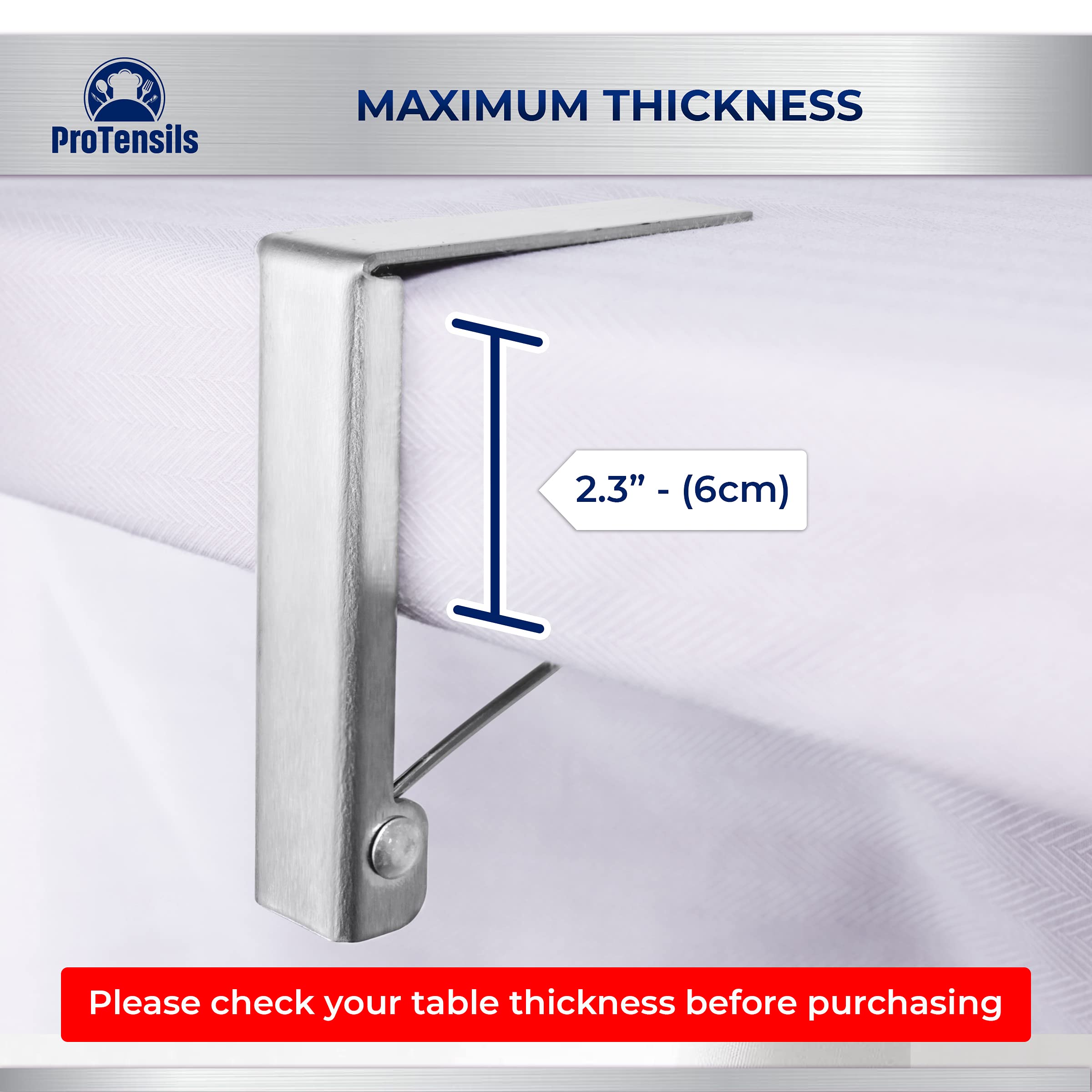 Protensils 6 Pcs Picnic Tablecloth Clips For Outdoor Tables - Stainless Steel Table Cloth Clip, Fits For 2.3” Thick Tables, Metal Clamps For Picnic Table Clips, Dining Table Cloth Holder