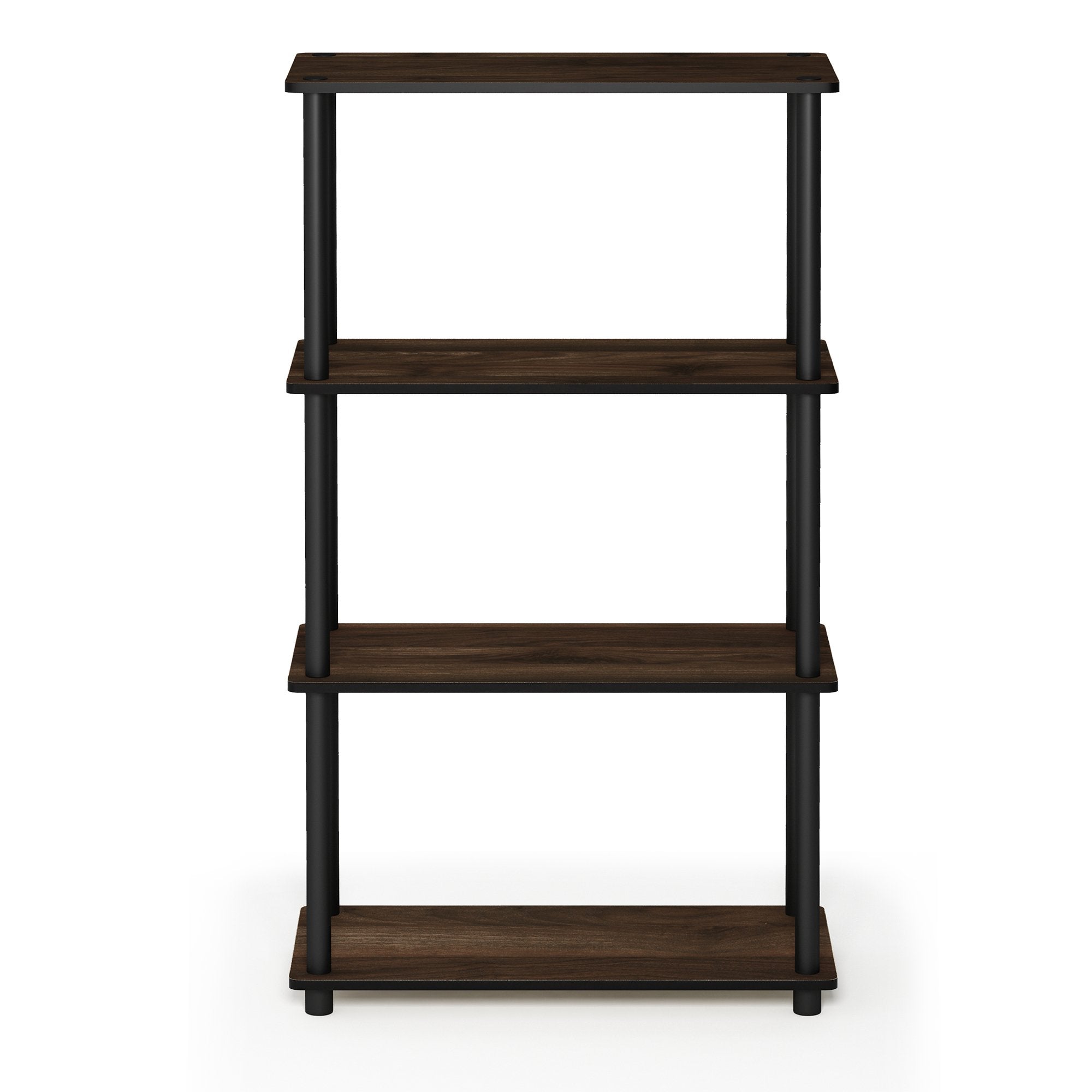 Furinno Turn-N-Tube 4-Tier Multipurpose Shelf Display Rack, Round Tubes, Columbia Walnut/Black