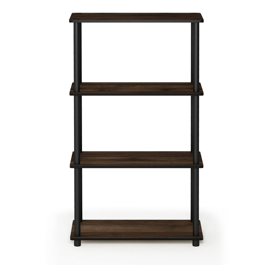 Furinno Turn-N-Tube 4-Tier Multipurpose Shelf Display Rack, Round Tubes, Columbia Walnut/Black