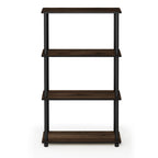 Furinno Turn-N-Tube 4-Tier Multipurpose Shelf Display Rack, Round Tubes, Columbia Walnut/Black