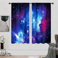Riyidecor Galaxy Outer Space Nebula Thin Fabric Curtains 2 Panels 41X62 Inch Blue Not Blackout Rod Pocket Universe Planets Fanta