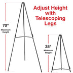 Excello Global Products Aluminum Flip-Chart Presentation Easel Stand: 2-Pack With Telescoping Legs, 70 Inches (Black)