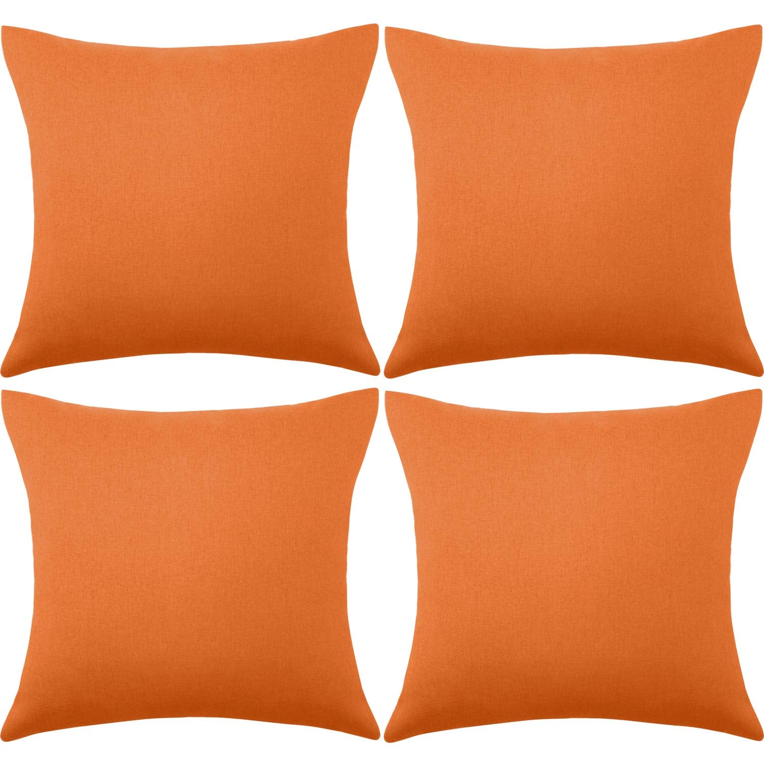 4 Pack Decorative Outdoor Waterproof Throw Pillow Covers, Square Patio Balcony Garden Waterproof Cushion Case, Pu Coating Pillow Shell For Couch, Bed, Patio, Sofa, Tent,18 X 18 Inch (Orange)