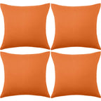 4 Pack Decorative Outdoor Waterproof Throw Pillow Covers, Square Patio Balcony Garden Waterproof Cushion Case, Pu Coating Pillow Shell For Couch, Bed, Patio, Sofa, Tent,18 X 18 Inch (Orange)