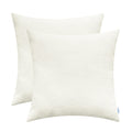 Calitime Pack Of 2 Cozy Throw Pillow Covers Cases For Couch Sofa Home Decoration Solid Dyed Soft Chenille 24 X 24 Inches Cream