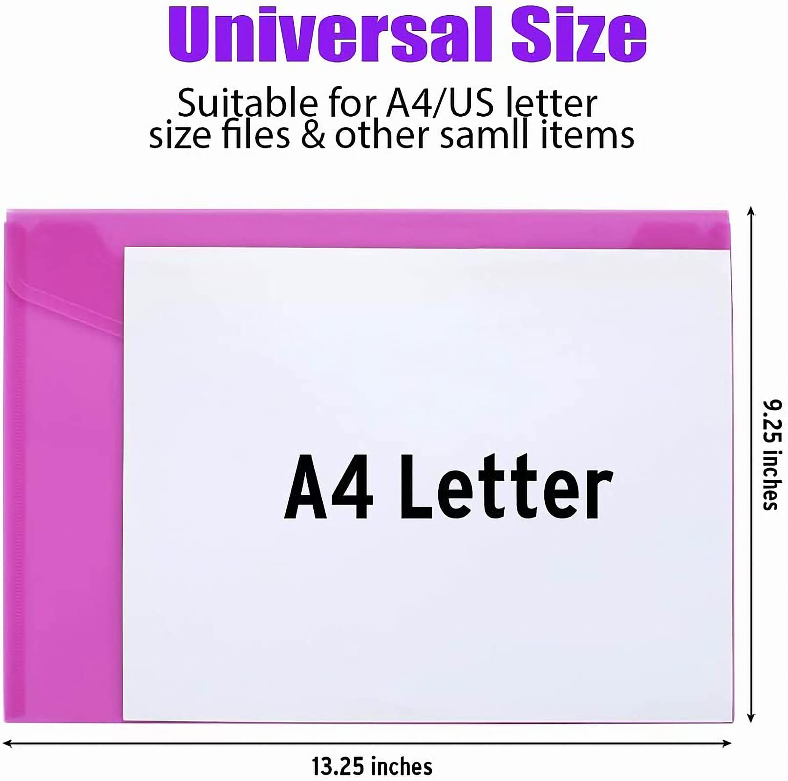 Sooez 12 Pack Plastic Envelopes, Plastic File Folders For Documents, Clear School Folder, Colored File Folders Letter A4 Size, D