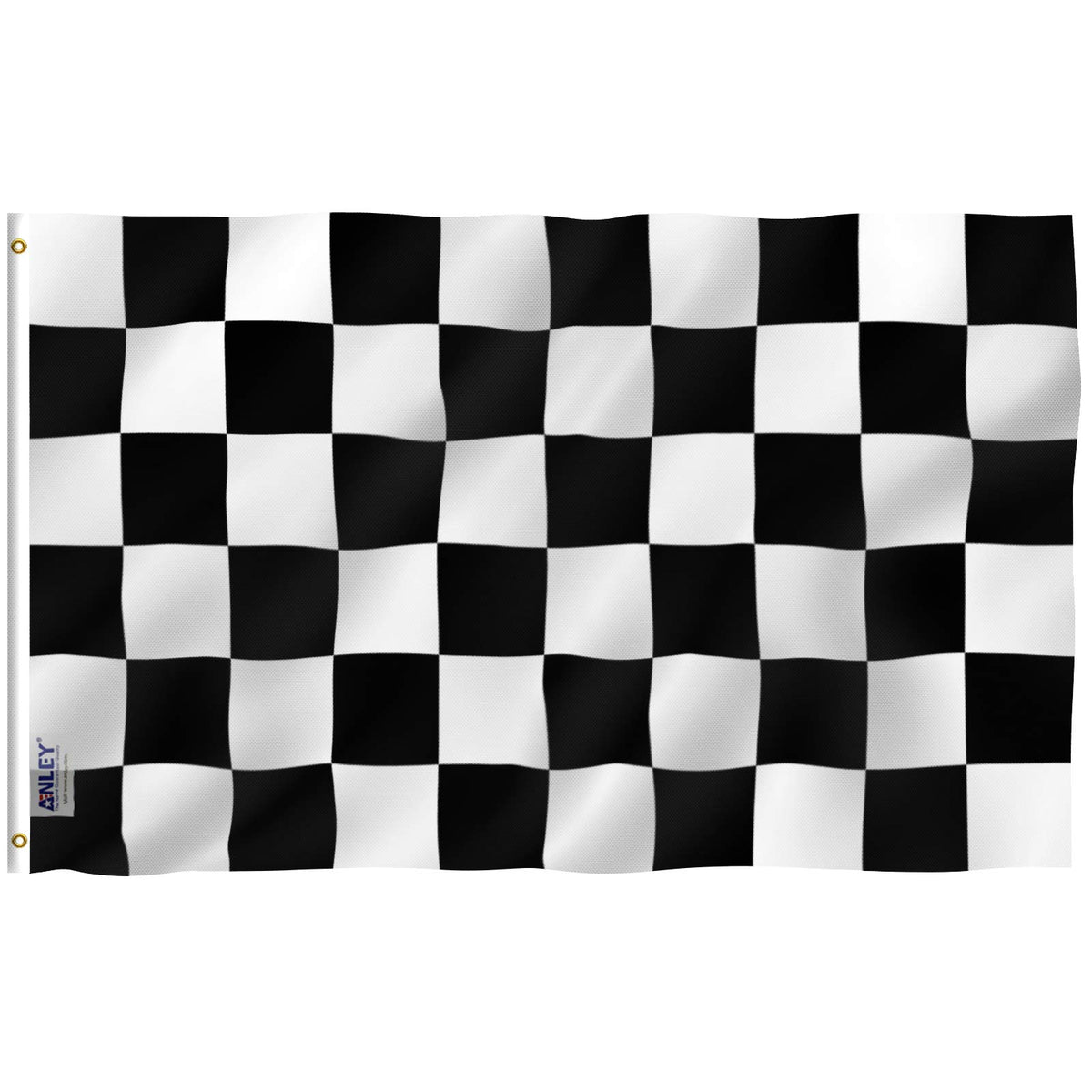 Anley Fly Breeze 3X5 Foot Checkered Flag - Vivid Color And Fade Proof - Canvas Header And Double Stitched - Black And White Raci