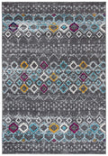 SAFAVIEH Amsterdam Collection Area Rug - 6'7'' x 9'2'', Dark Grey & Ivory, Moroccan Boho Design, Non-Shedding & Easy Care, Ideal