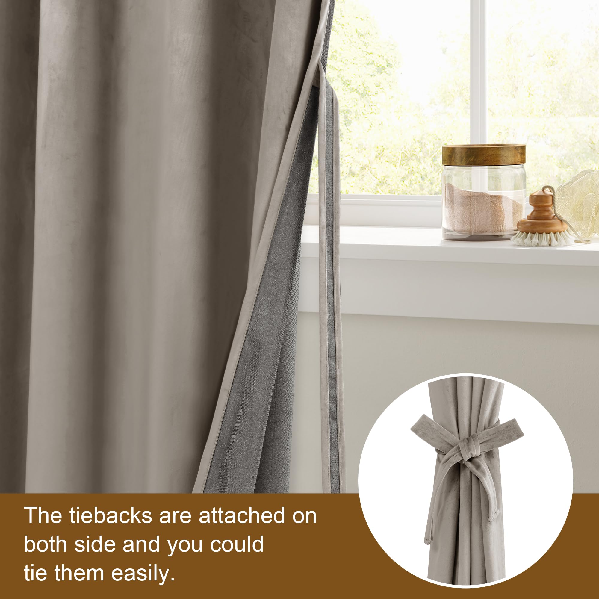 Dwcn Velvet Curtains Extra Wide - Taupe Elegant Super Soft Bundleable Room Darkening Window Curtains Grommet Design Neutral Styl