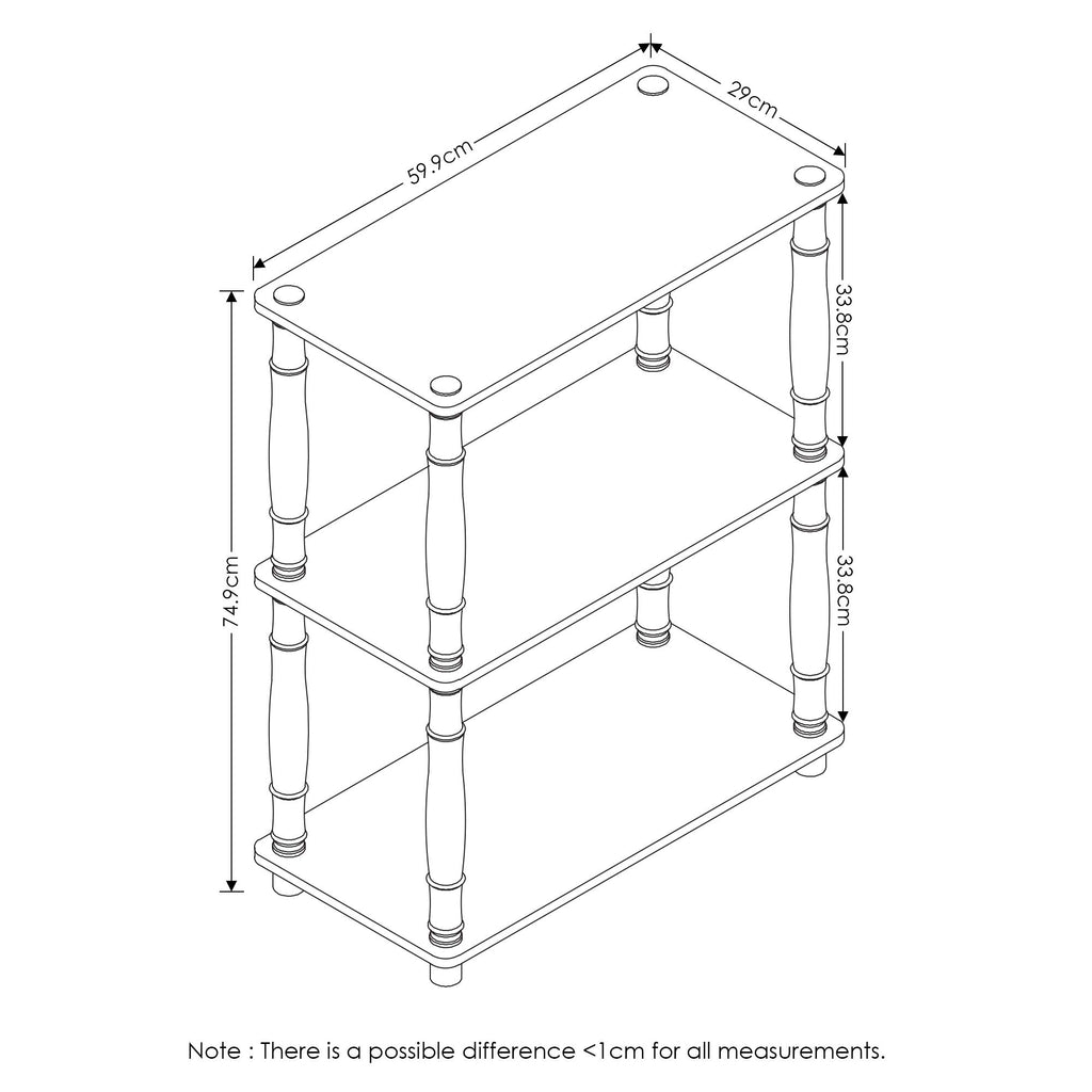 Furinno Turn-N-Tube 3-Tier Compact Multipurpose Shelf Display Rack With Classic Tube, Light Cherry/Black