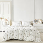 Yuheguoji Polka Dots Duvet Cover King 100% Cotton Neutral Grey Circle Patterned Duvet Cover 3 Pcs Set 1 Black White Geometric Du