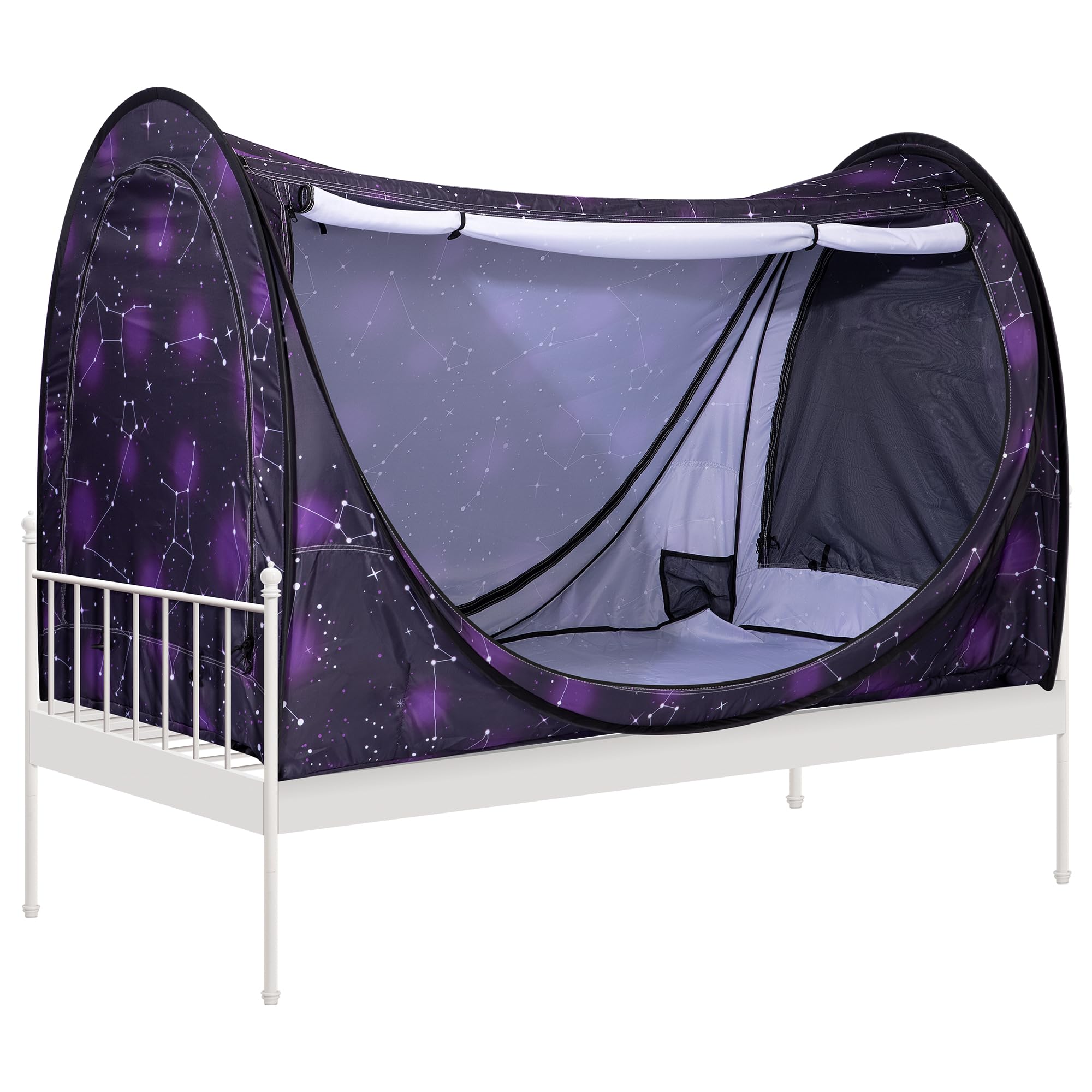 Vivohome Pop-Up Bed Tent Twin Size, Privacy Bed Canopy With 4 Doors And Mosquito Mesh, Breathable Sleeping Tent With Dark Starry