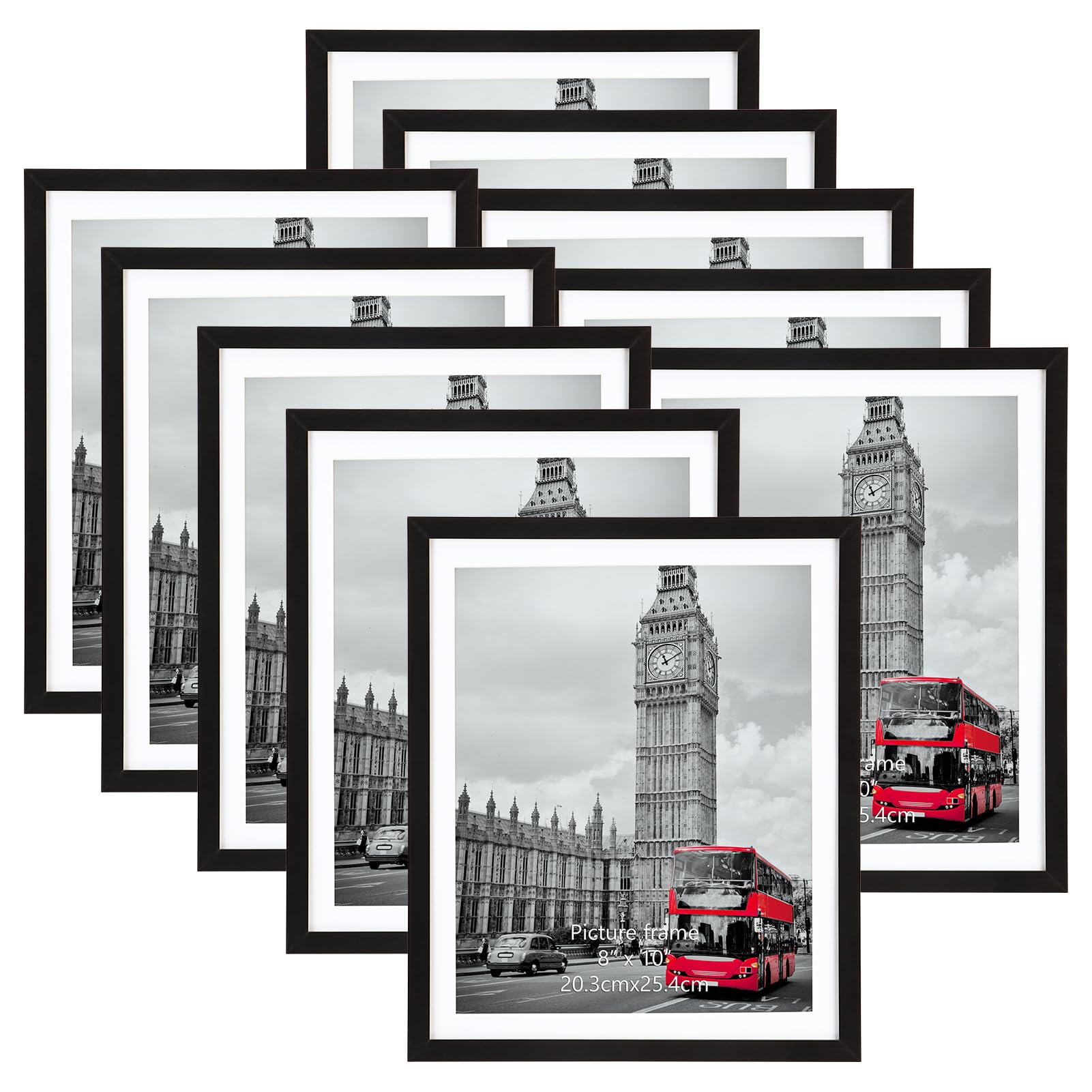 Giftgarden 8x10 Picture Frame with Mat Set of 10, 9x11 Frames Matted to 8    by 10    Photo or 9    x 11    Print without Mat, M