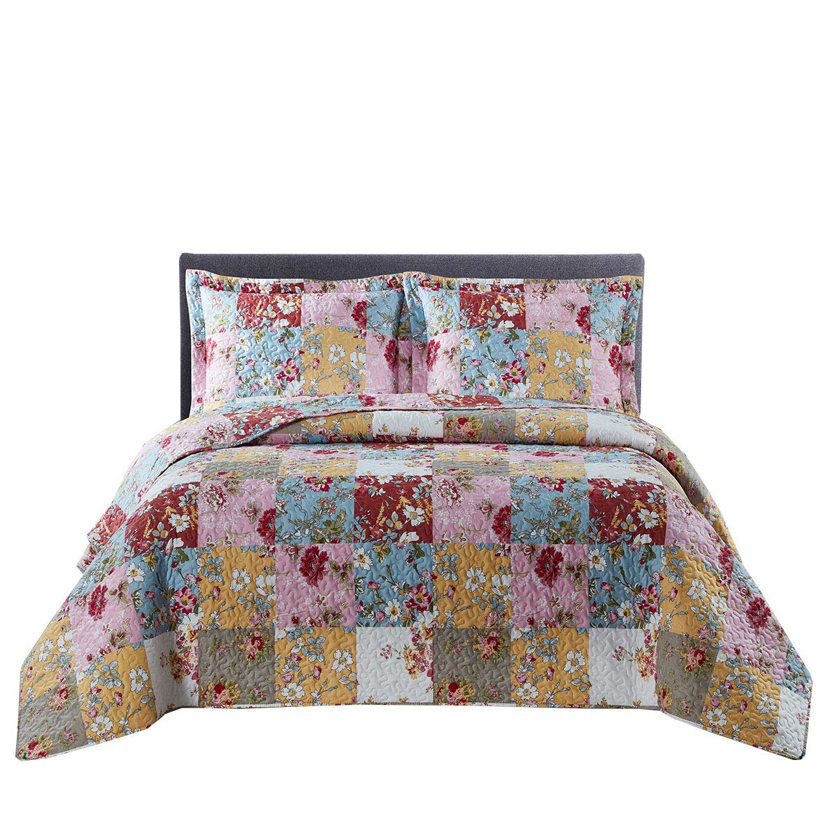Royal Tradition Daphne Reversible Coverlets, Full Over-Sized 3Pc Quilt Set (92-Inch Wide X 96-Inch Long) Lightweight Bedspread