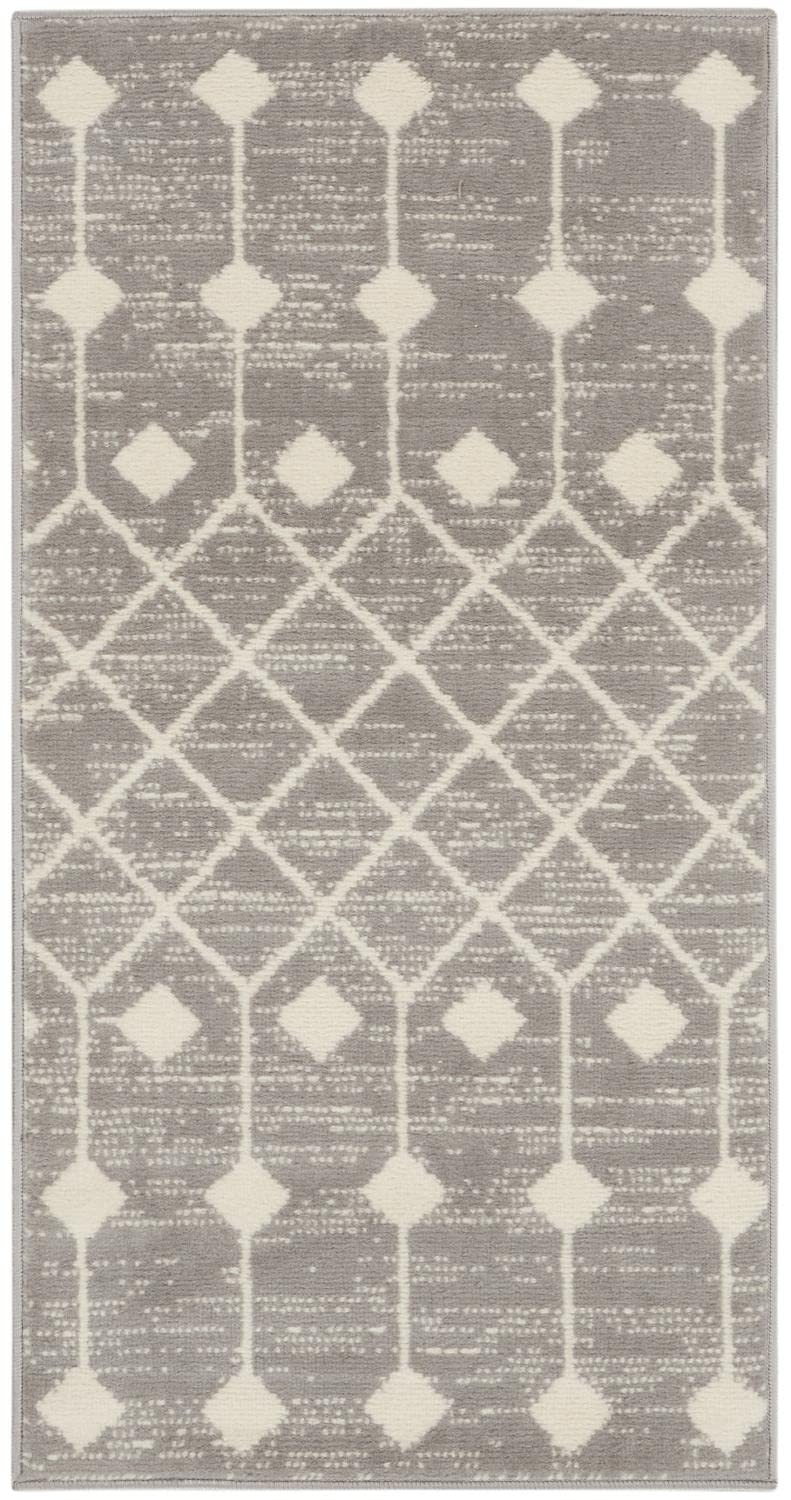 Nourison Grafix Moroccan Grey 2' X 4' Area Rug, Easy Cleaning, Non Shedding, Bed Room, Living Room, Dining Room, Kitchen (2X4)