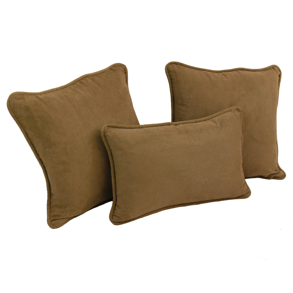 Blazing Needles Corded Microsuede Throw Pillow Set, Saddle Brown 3 Count