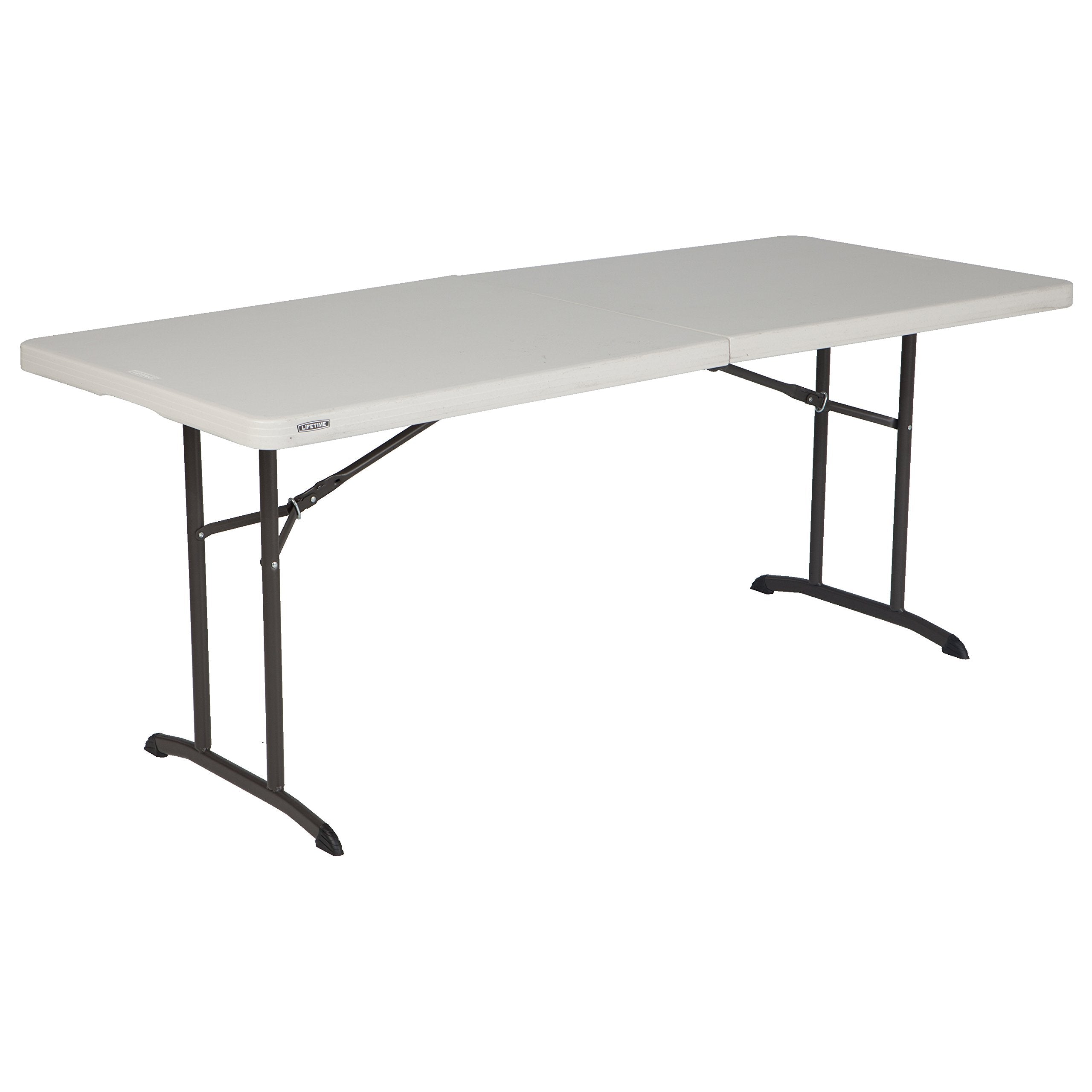 Lifetime Commercial FoldinHalf Table, 6Foot, Almond