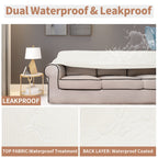 Easy-Going 100% Waterproof Oversized Loveseat Couch Cover, Dual Waterproof Sofa Cover, Stretch Jacquard Sofa Slipcover, Leakproof Furniture Protector For Kids, Pets, Dog And Cat, Cream