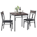 Vecelo Kitchen Dining Room Table Set With 2 Chairs For Small Space, Apartment,Metal Steel Frame