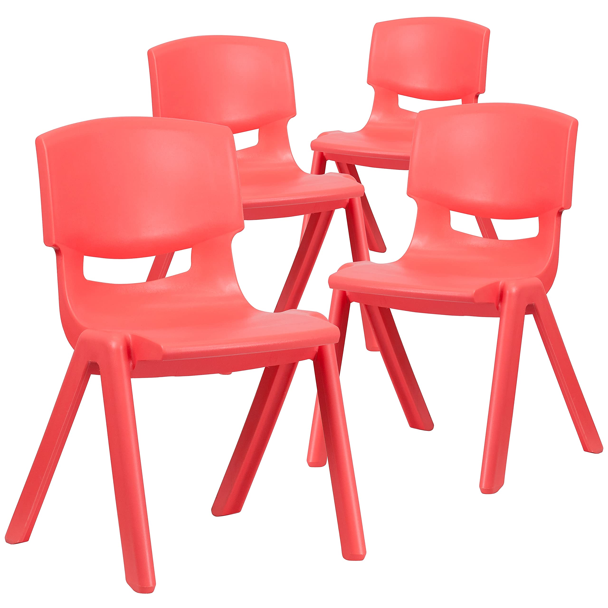 4 Pack Red Plastic Stackable School Chair with 15.5 Seat Height