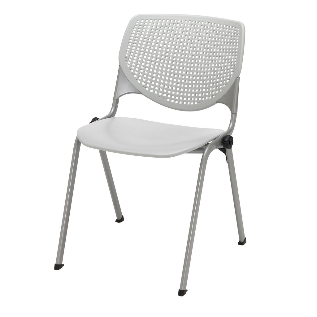 Kfi Seating Kool Series Polypropylene Stack Chair With Perforated Back, Light Grey Finish
