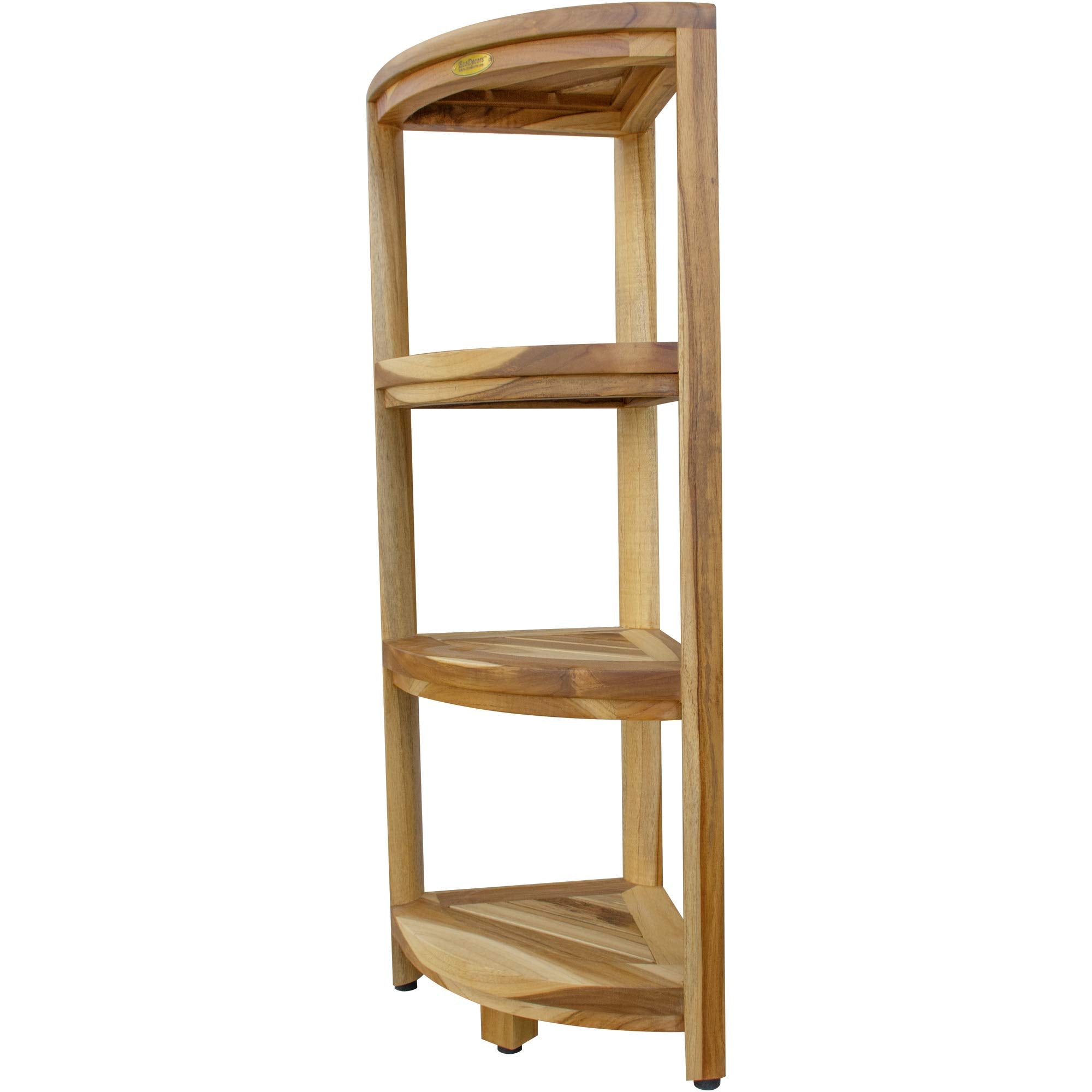Homeroots Teak Four Tier Corner Shelf In Natural Finish