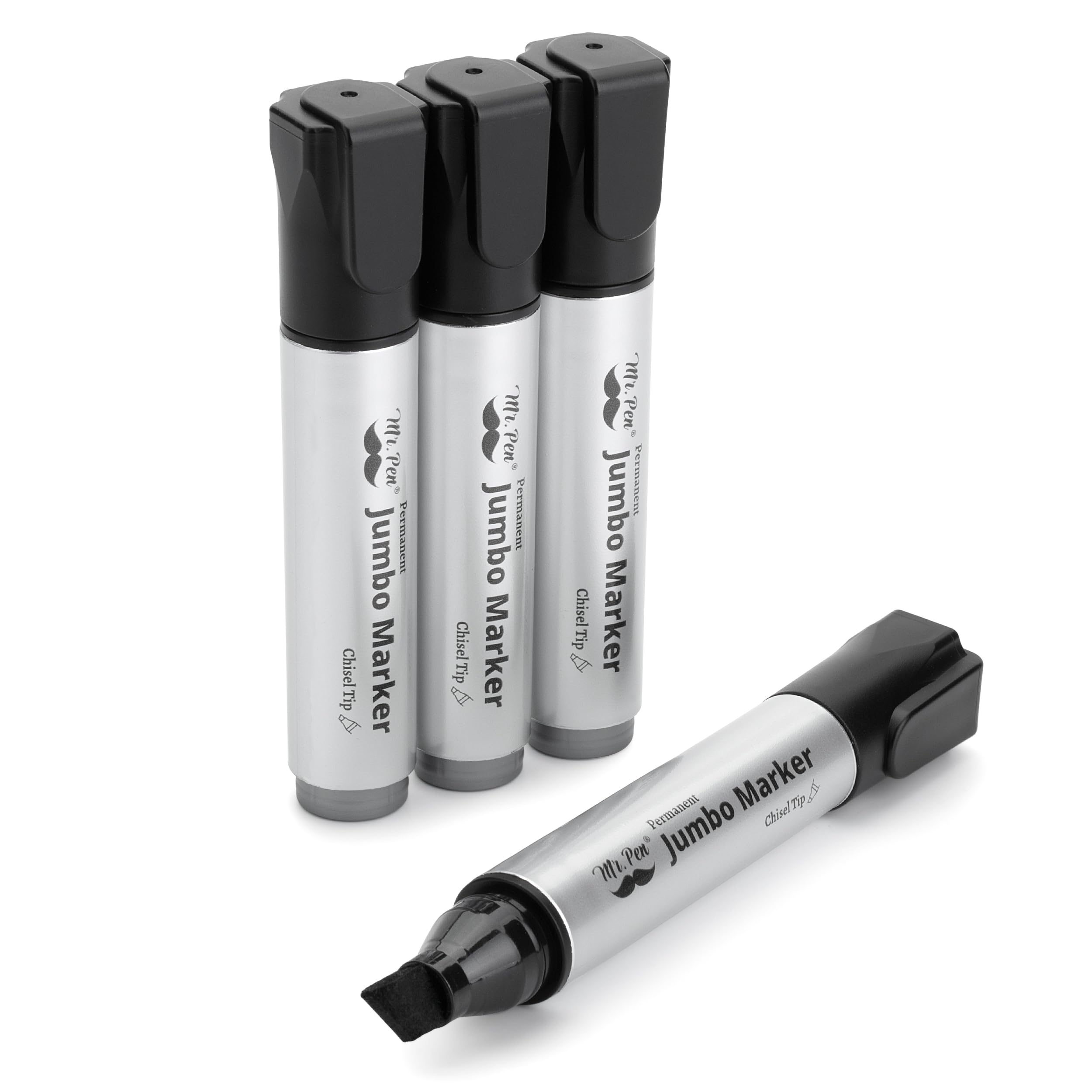 Mr. Pen- Jumbo Permanent Markers, 4 Pack, Chisel Tip, Black Markers Permanent, Permanent Markers Black Markers, Thick Permanent