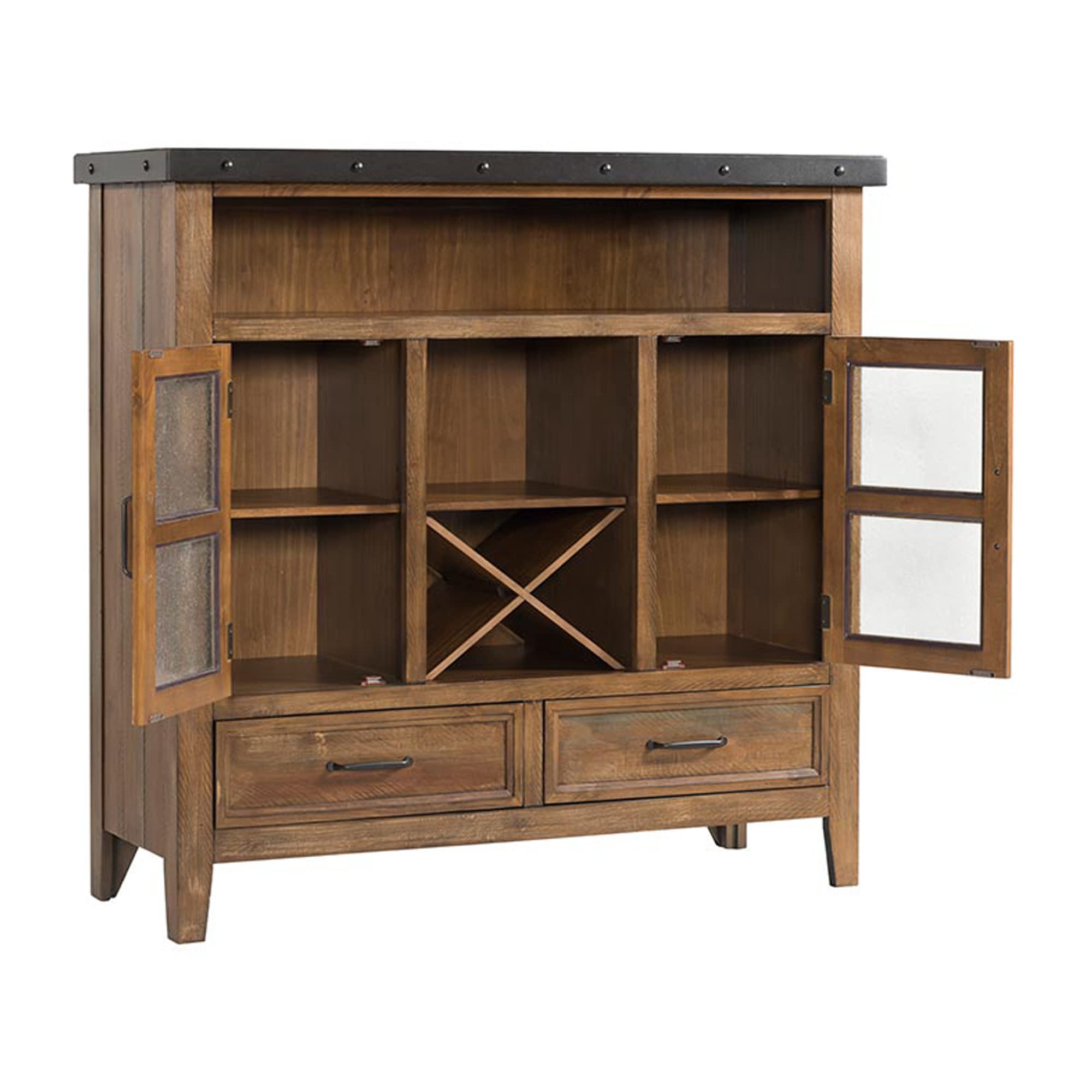 Intercon Taos 55" x 18" x 52" Pantry with 2 Drawers and Shelves, Canyon Brown Sideboard, Multi