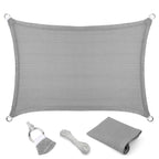 Eden'S Decor 18' X 20' Grey Sun Shade Sail Outdoor Canopy Rectangular Awning Fabric Cloth Screen For Patio Garden Backyard Pergo