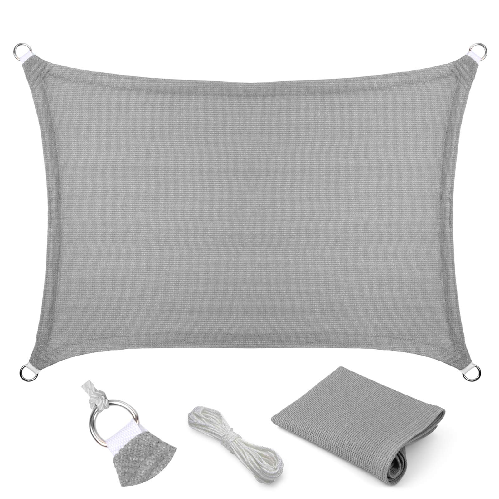 Eden'S Decor 4' X 19' Grey Sun Shade Sail Outdoor Canopy Rectangular Awning Fabric Cloth Screen For Patio Garden Backyard Pergol