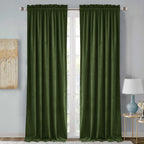 Stangh Moss Green Velvet Curtains - Luxury Green Bedroom Curtains Rod Pocket Blackout Room Darkening Window Drapes For Dining Ro