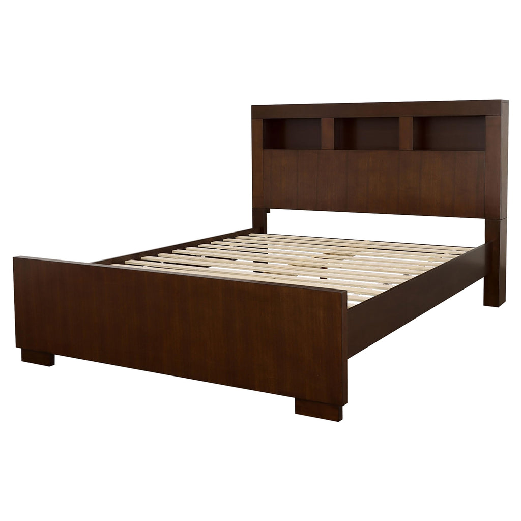 Coaster Home Furnishings Jessica Contemporary Wood Eastern King Size LED Storage Bookcase Bed Frame Platform Bed 47-inch Headboard Cappuccino 200719KE