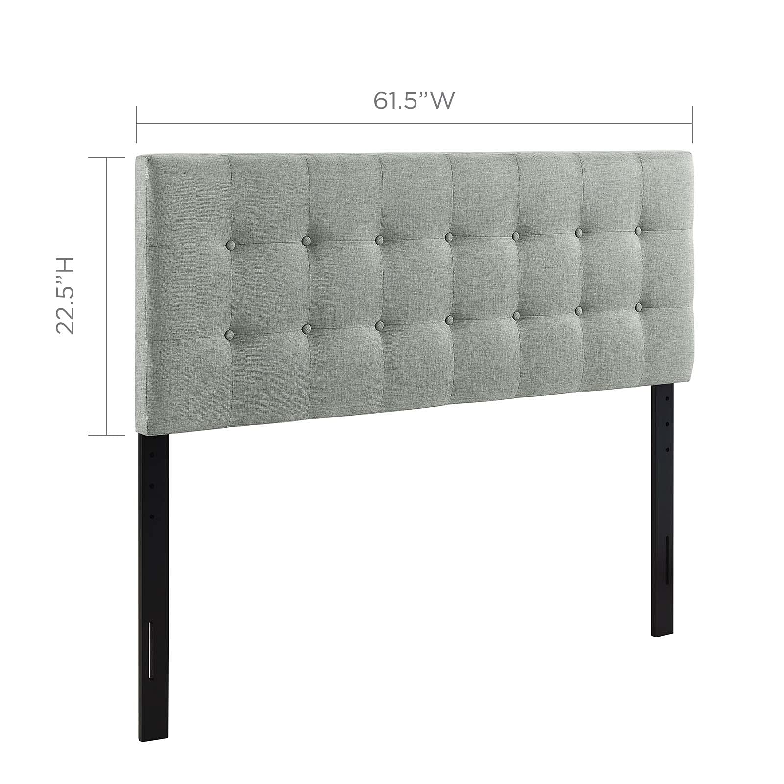 Modway Emily Tufted Button Linen Fabric Upholstered Queen Headboard in Gray