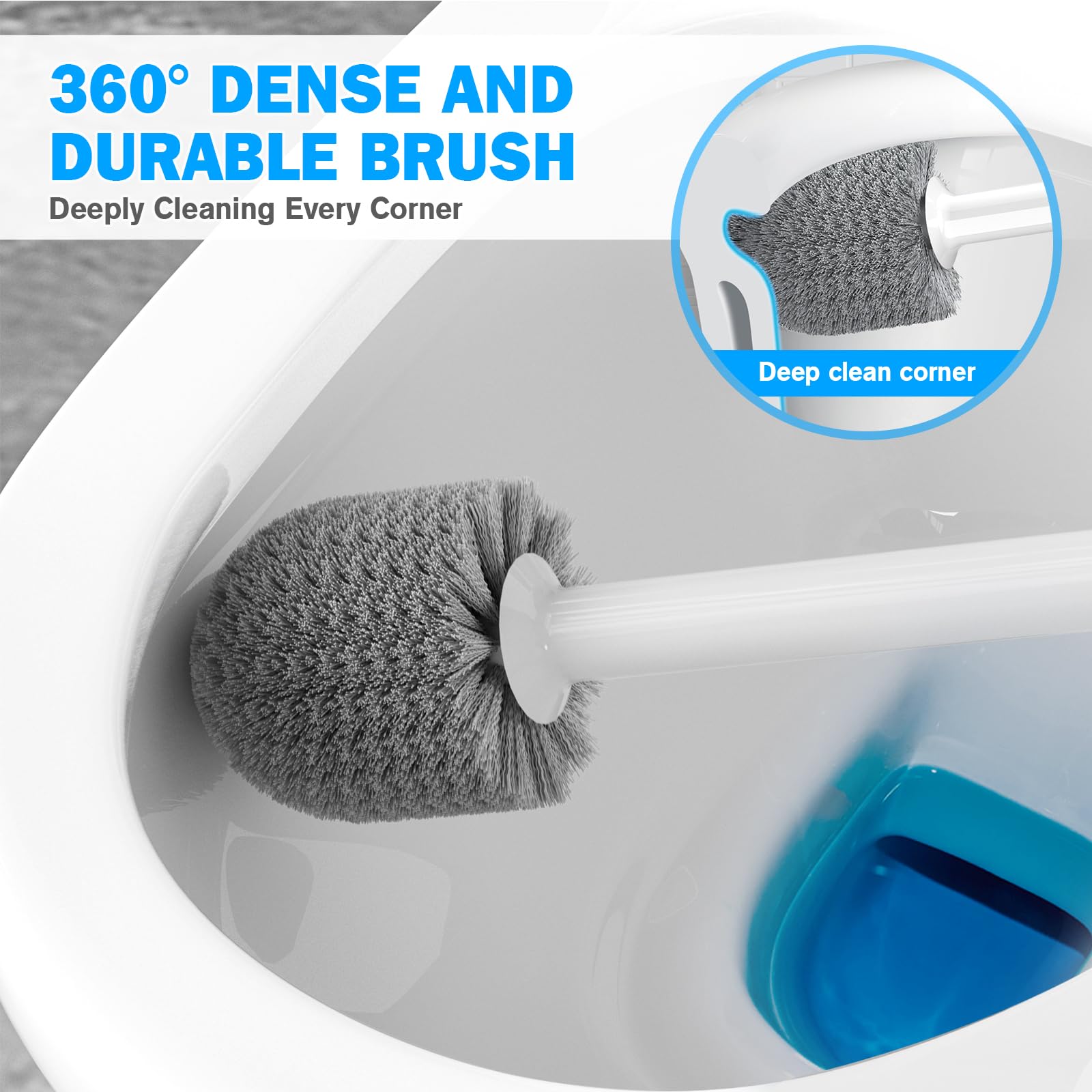 Toilet Plunger And Brush Set, Bowl Brush And Heavy Duty Toilet Plunger With Ventilated Holder, 2-In-1 Toilet Brush And Plunger C