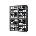 wesimple Black Shoe Storage Cabinet for 32 Pairs with Magnetic Clear Doors