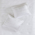 Madison Park Celeste Comforter Set-Textured Luxury Design All Season Down Alternative Bedding, Matching Sham, Decorative Pillows, King(104'X92'), White 5 Piece