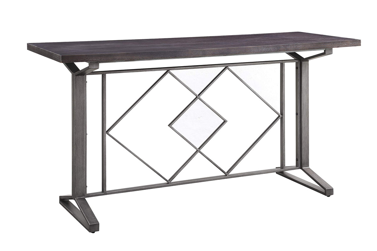 Acme Evangeline Wooden Top Counter Height Table in Salvaged Brown and Black