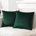 Mixhug Decorative Throw Pillow Covers, Velvet Cushion Covers, Solid Throw Pillow Cases For Couch And Bed, Dark Green, 22 X 22 In