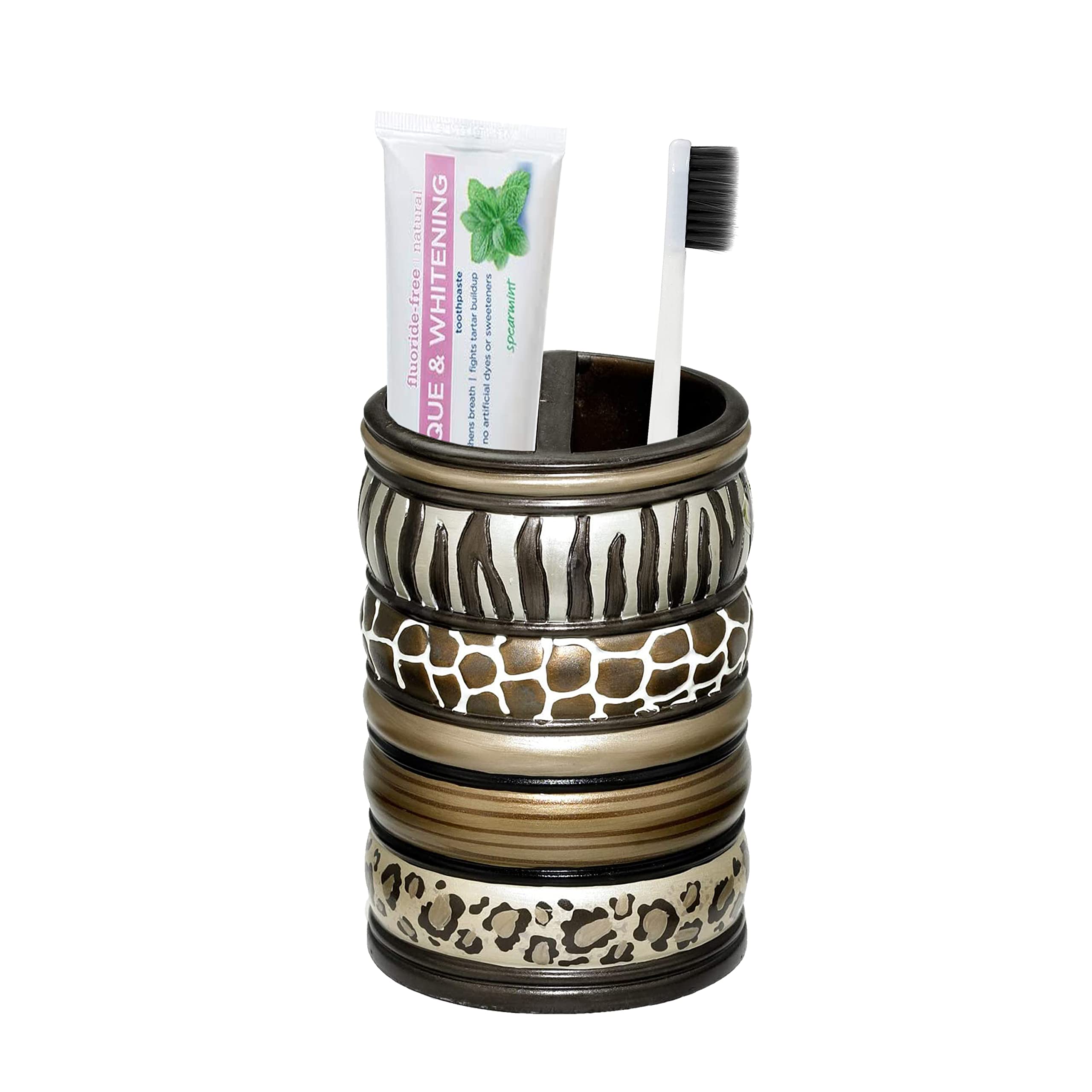 Popular Bath 781267 Safari Stripes, Tooth Brush Holder, Chocolate